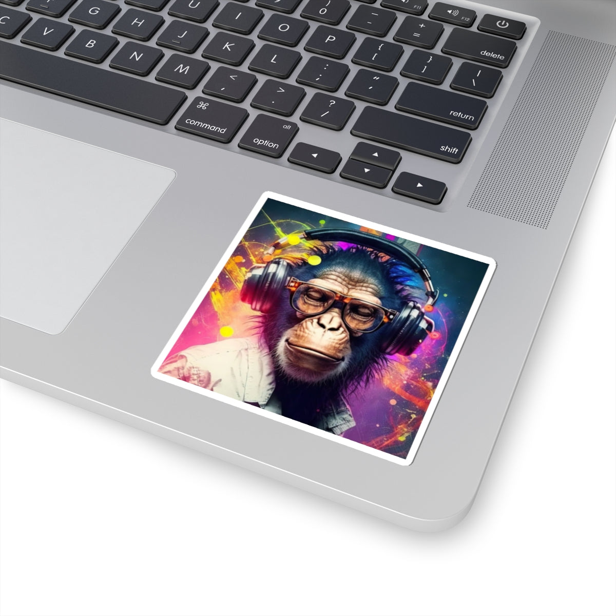 Vibrant Monkey Headphones Kiss-Cut Stickers for Music Lovers