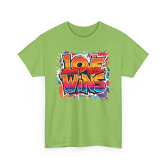 Love Wins Unisex Heavy Cotton Tee - Colorful Graphic Tee for Pride and Self-Expression