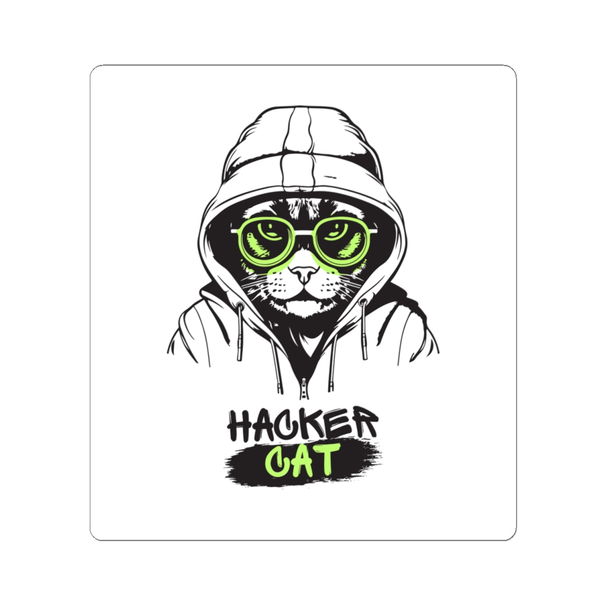 Hacker Cat Kiss-Cut Stickers | Cool Cat Art for Tech Lovers