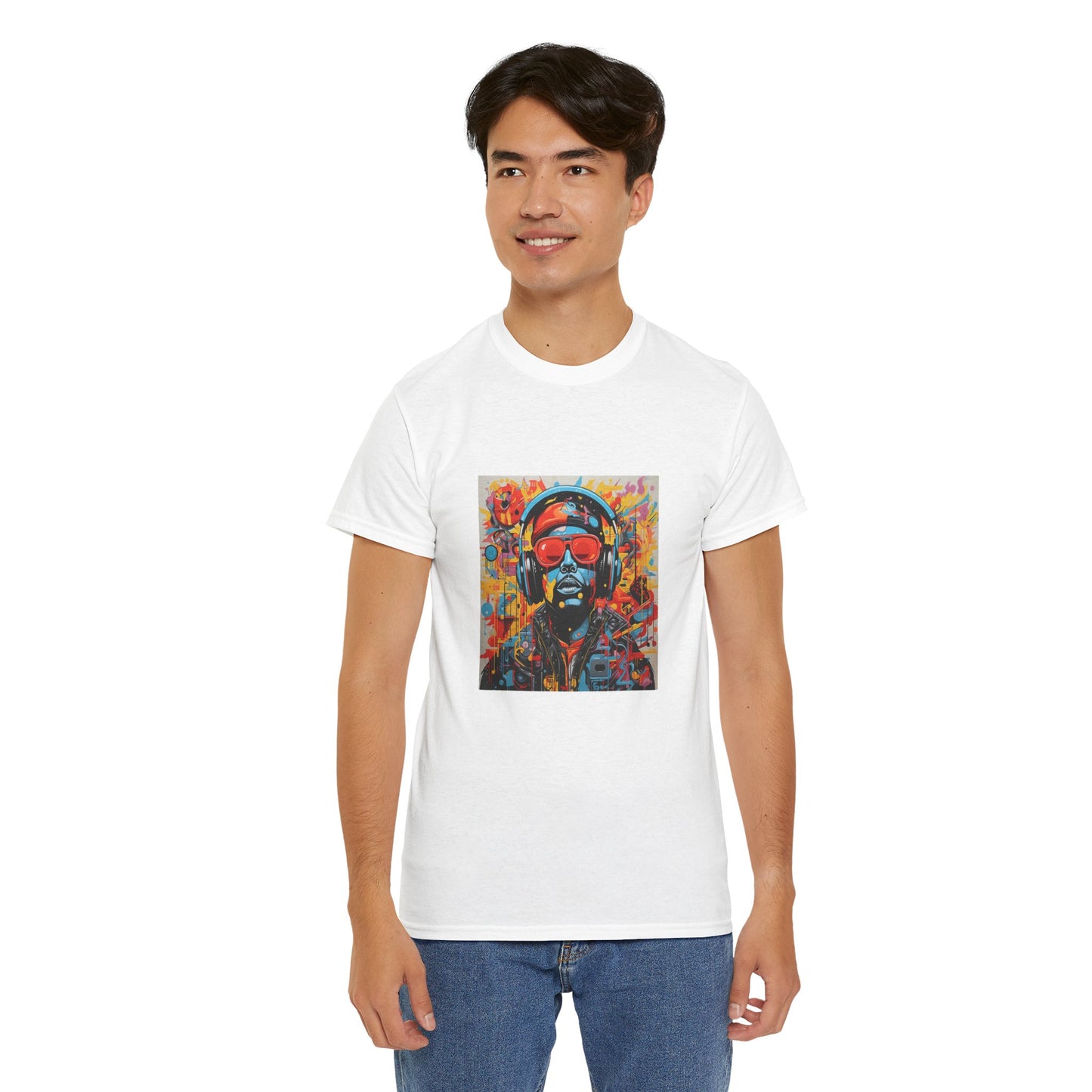 Vibrant Unisex Heavy Cotton Tee - Colorful Music & Travel Art