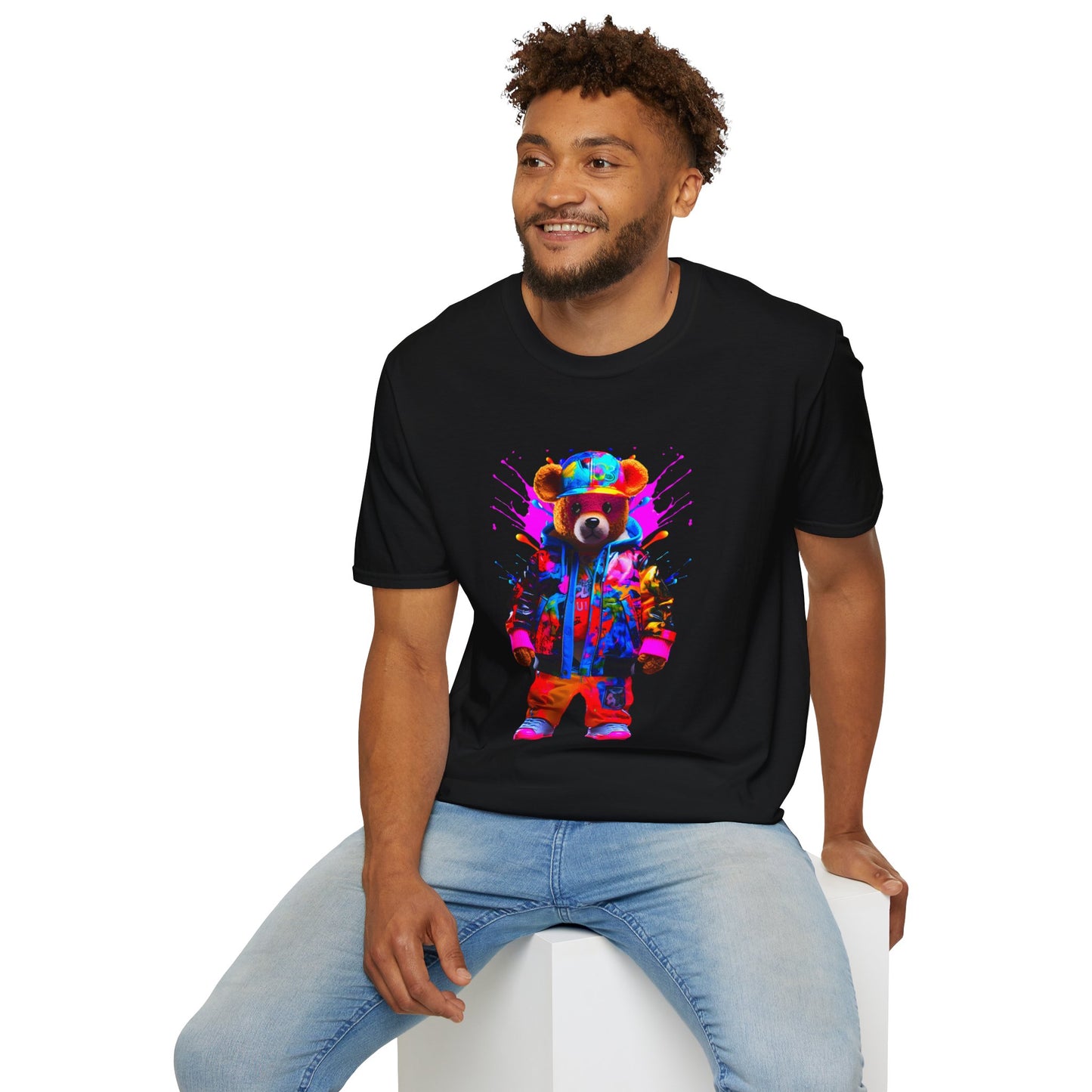 Vibrant Bear Graphic Unisex Softstyle T-Shirt - Perfect for Casual Wear and Gifts