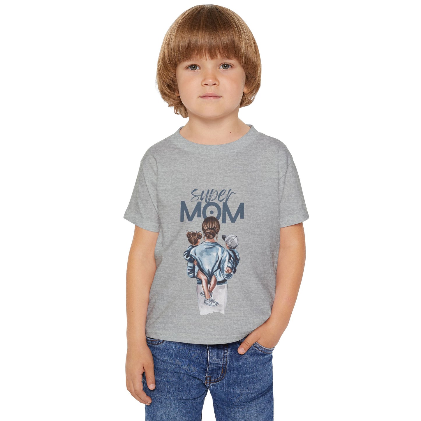 Super Mom Toddler T-Shirt - Cute & Comfy Heavy Cotton Tee for Little Ones