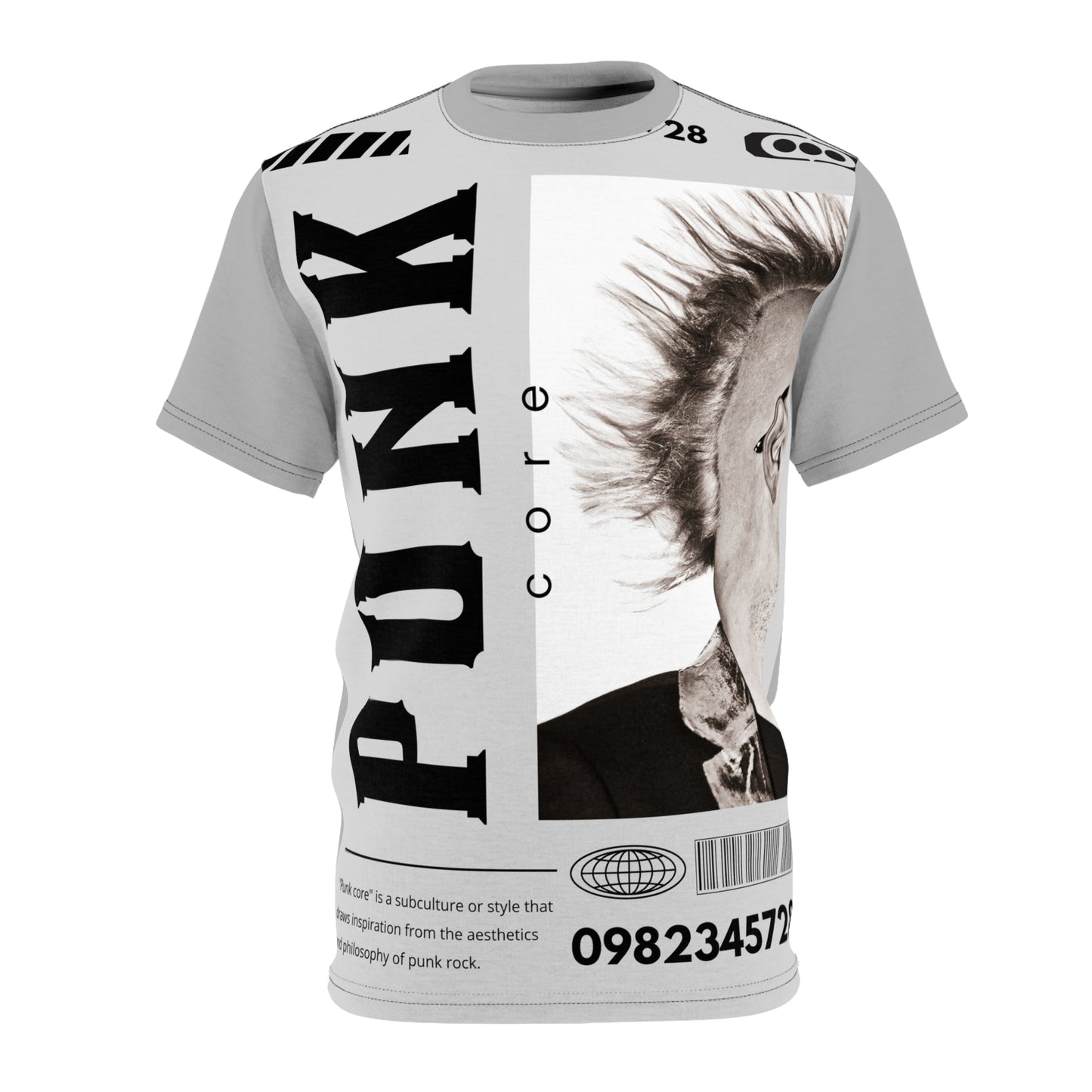 Punk Core Unisex Cut & Sew Tee - Edgy Graphic T-Shirt for Music Lovers