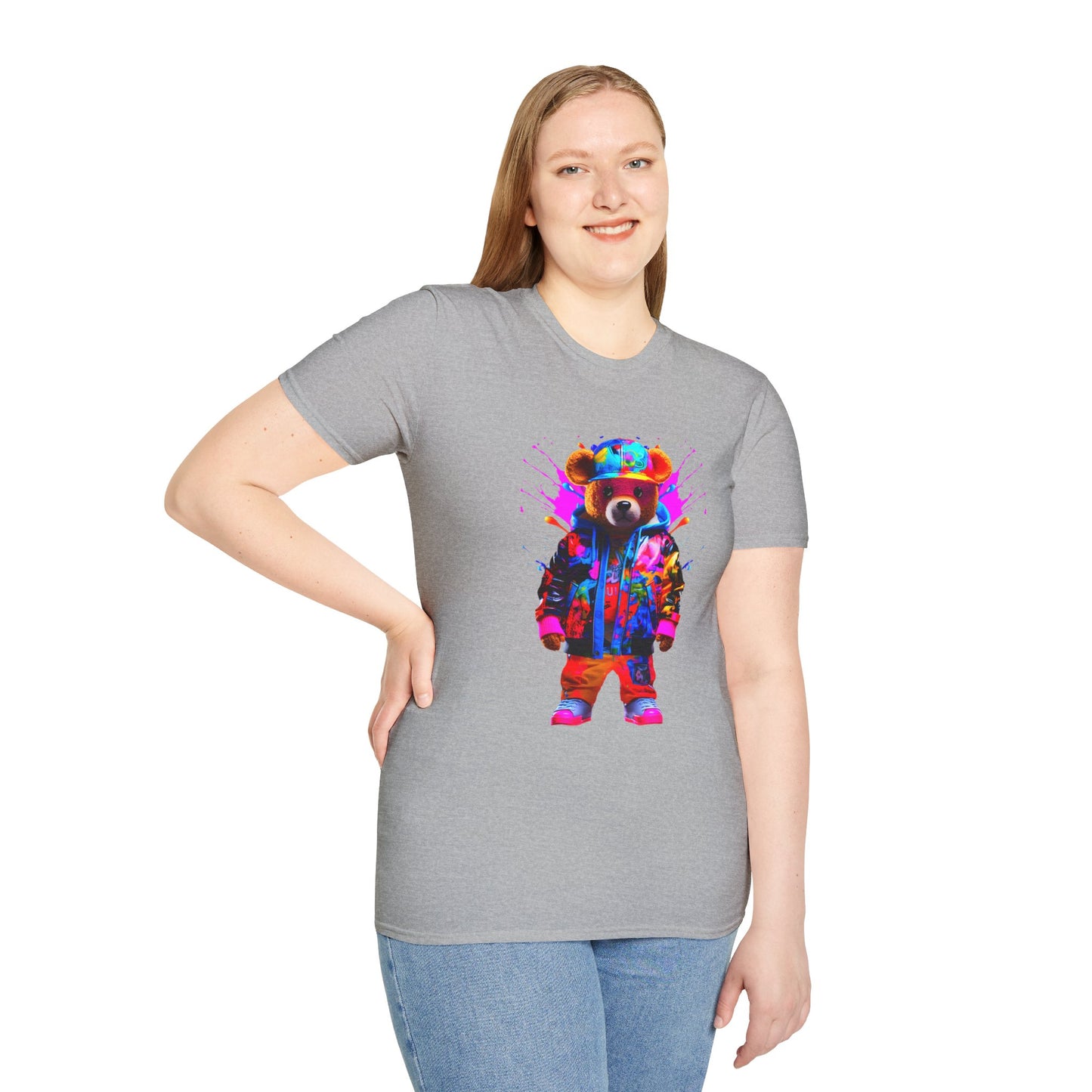 Vibrant Bear Graphic Unisex Softstyle T-Shirt - Perfect for Casual Wear and Gifts