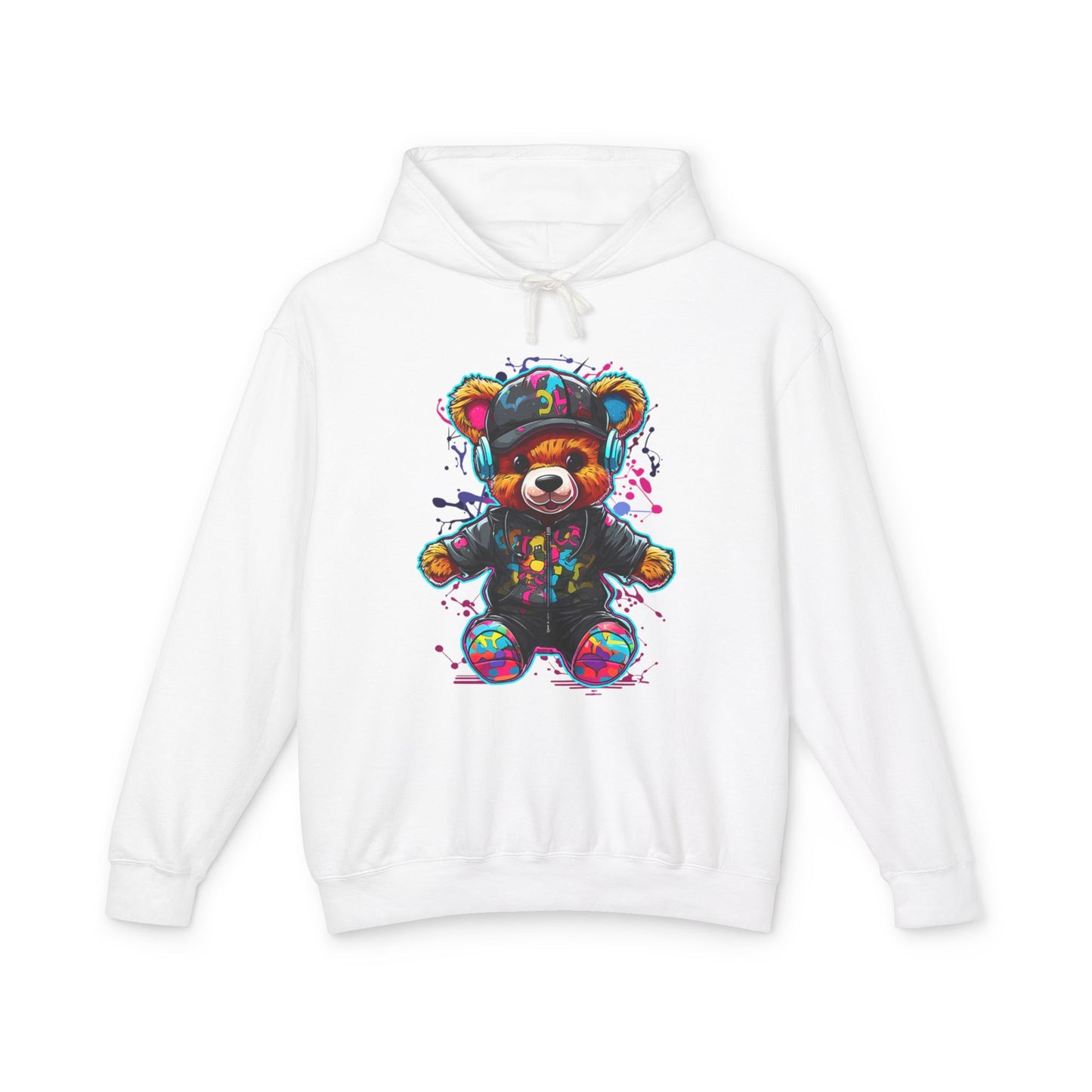 Colorful Bear Graphic Unisex Lightweight Hooded Sweatshirt