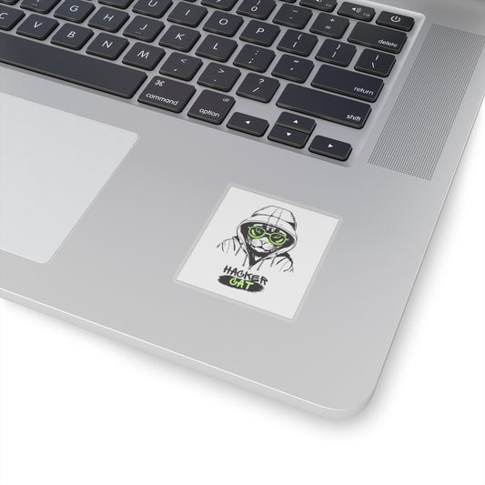 Hacker Cat Kiss-Cut Stickers | Cool Cat Art for Tech Lovers