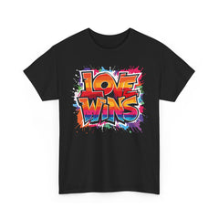 Love Wins Unisex Heavy Cotton Tee - Colorful Graphic Tee for Pride and Self-Expression