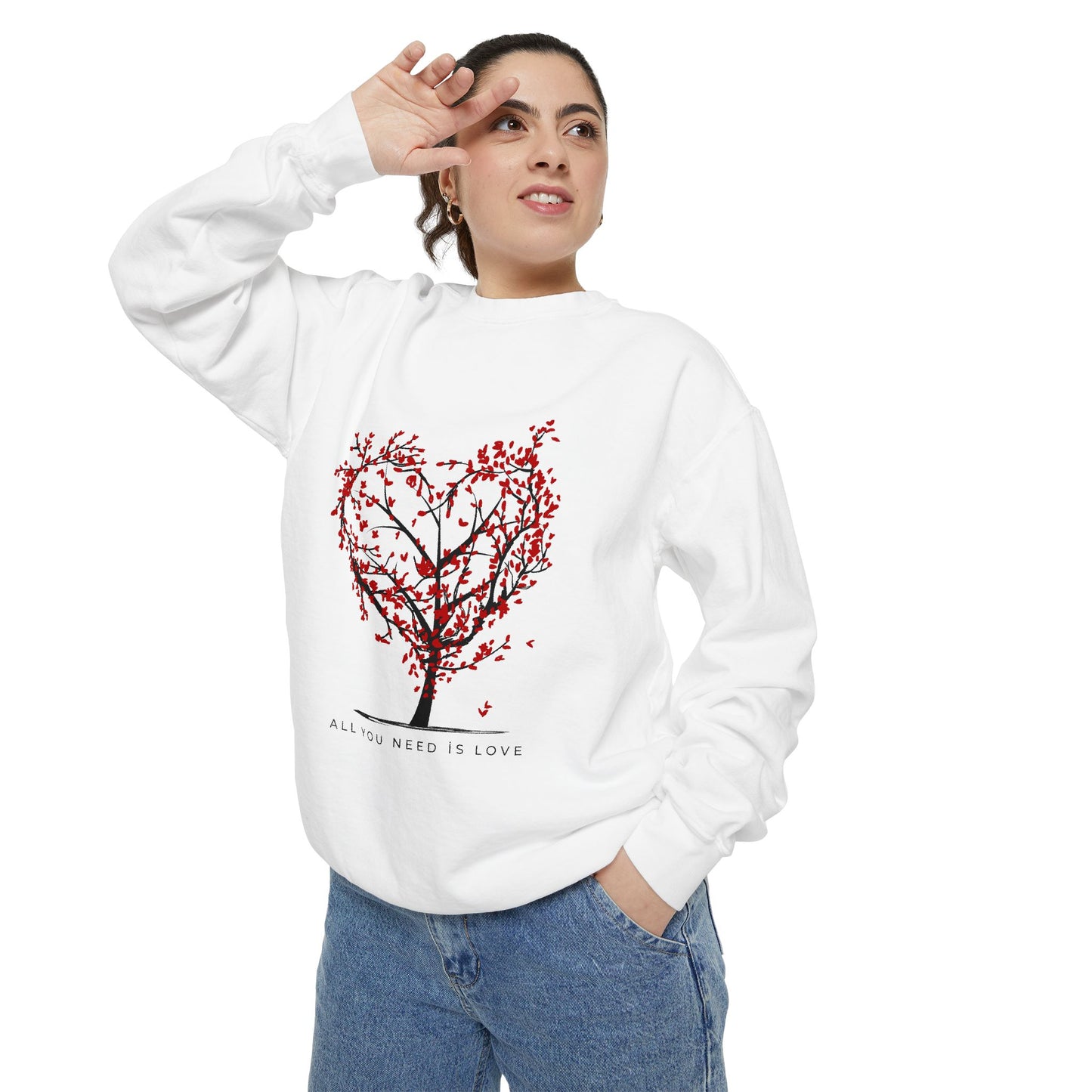 Heartfelt Love Sweatshirt - Unisex Garment-Dyed Sweatshirt for Comfort and Connection