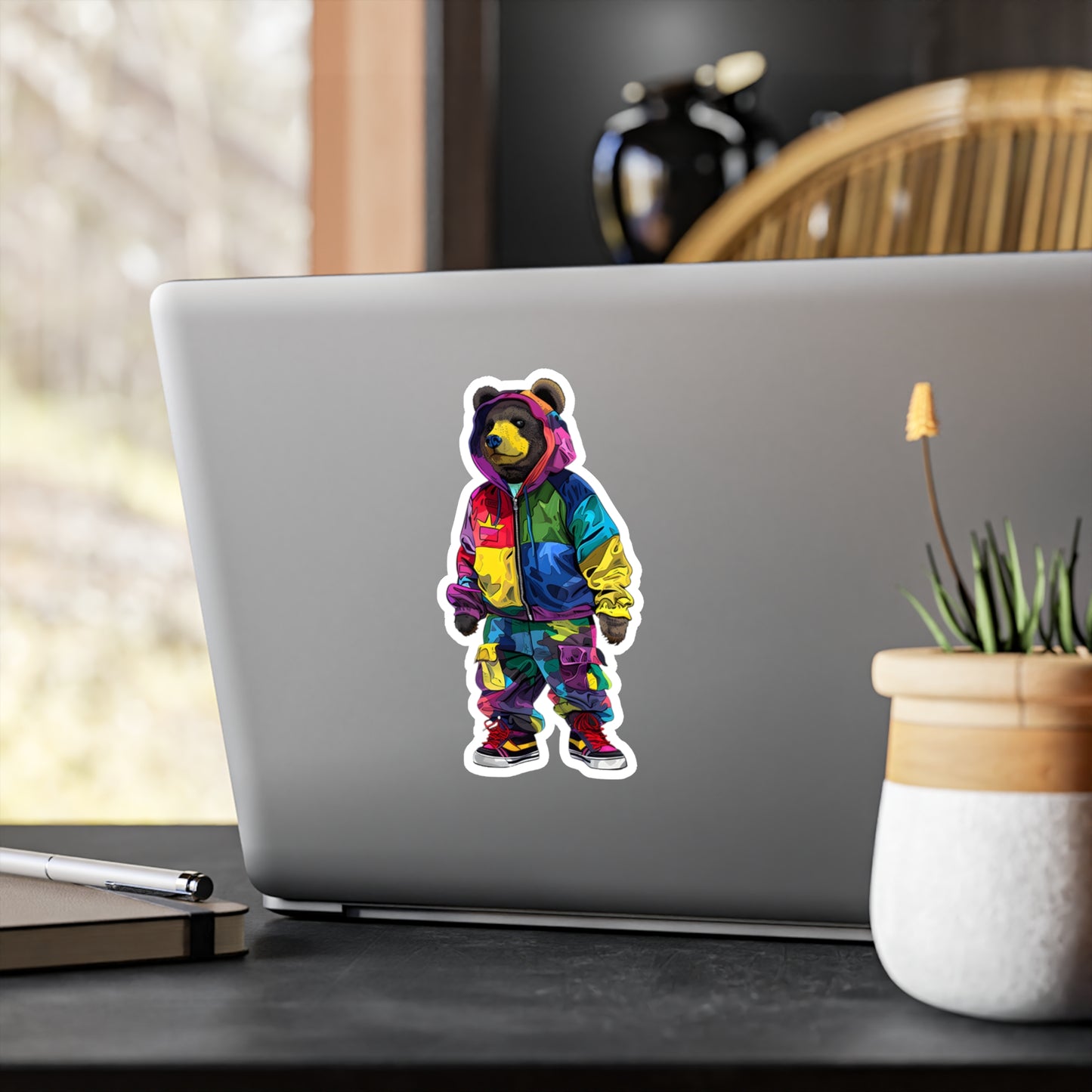 Colorful Bear Streetwear Vinyl Decal | Trendy Sticker for Laptops & Water Bottles