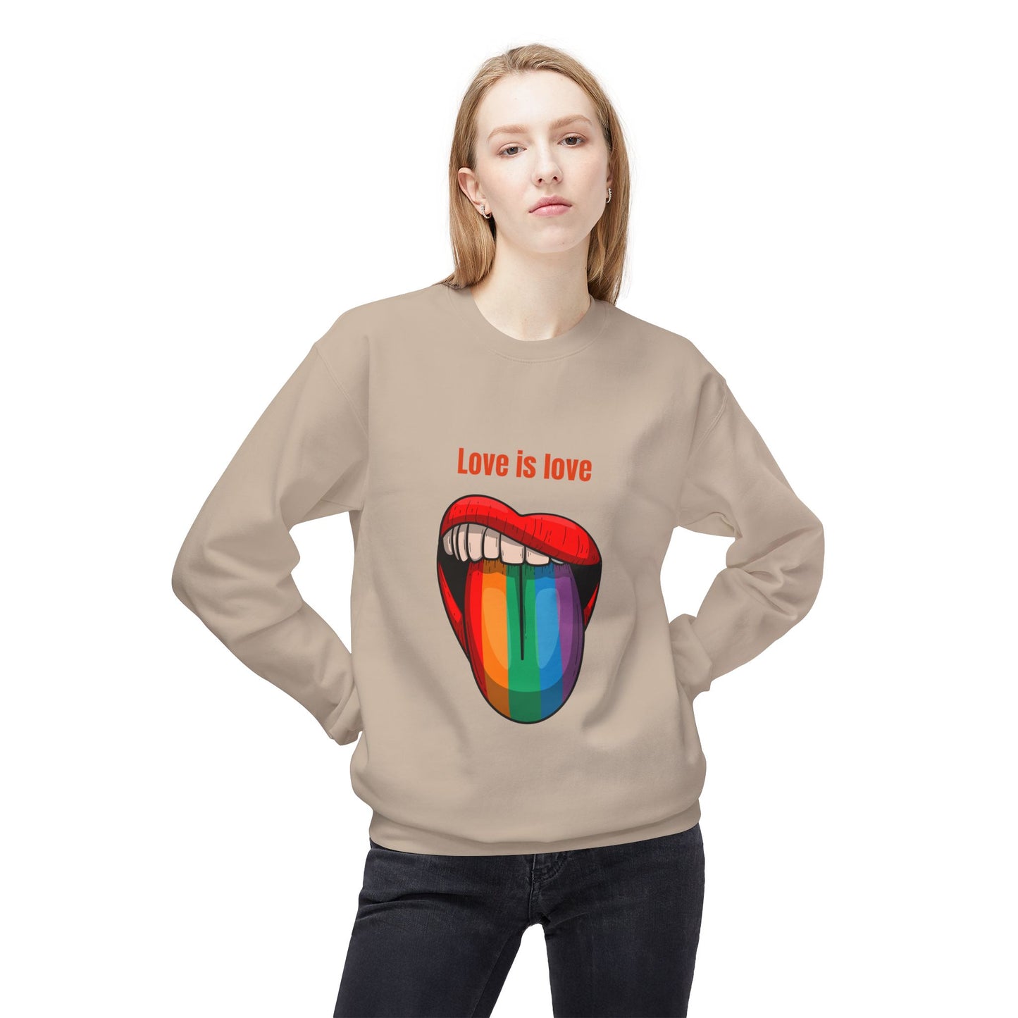 Rainbow Love Is Love Sweatshirt - Unisex Midweight Fleece Crewneck