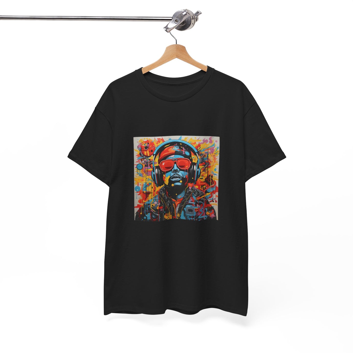 Vibrant Unisex Heavy Cotton Tee - Colorful Music & Travel Art