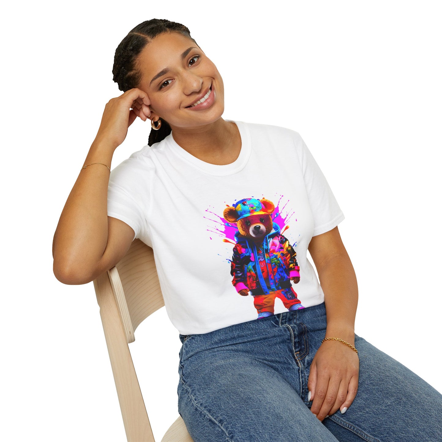 Vibrant Bear Graphic Unisex Softstyle T-Shirt - Perfect for Casual Wear and Gifts