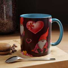 Valentine's Gnome Coffee Mug - Cute 11oz & 15oz Accent Mug with Hearts