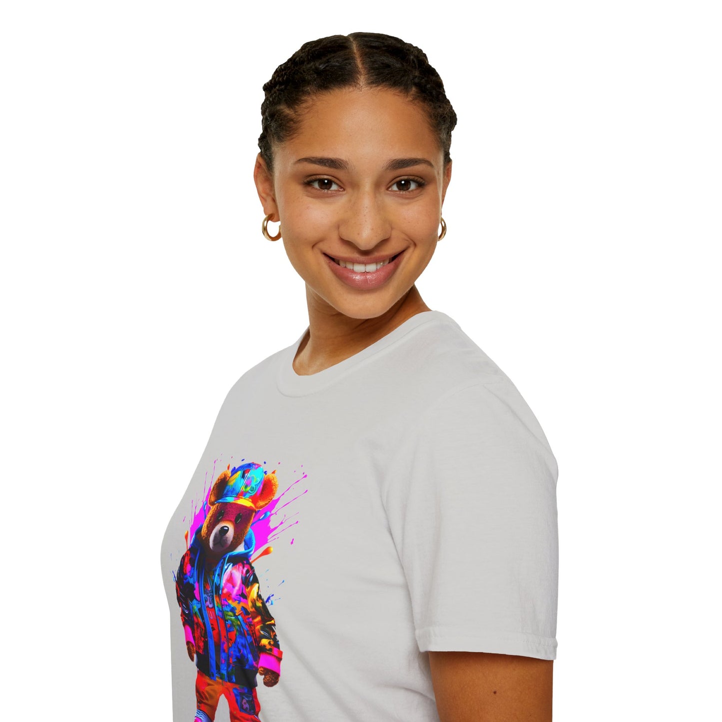 Vibrant Bear Graphic Unisex Softstyle T-Shirt - Perfect for Casual Wear and Gifts