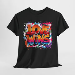 Love Wins Unisex Heavy Cotton Tee - Colorful Graphic Tee for Pride and Self-Expression
