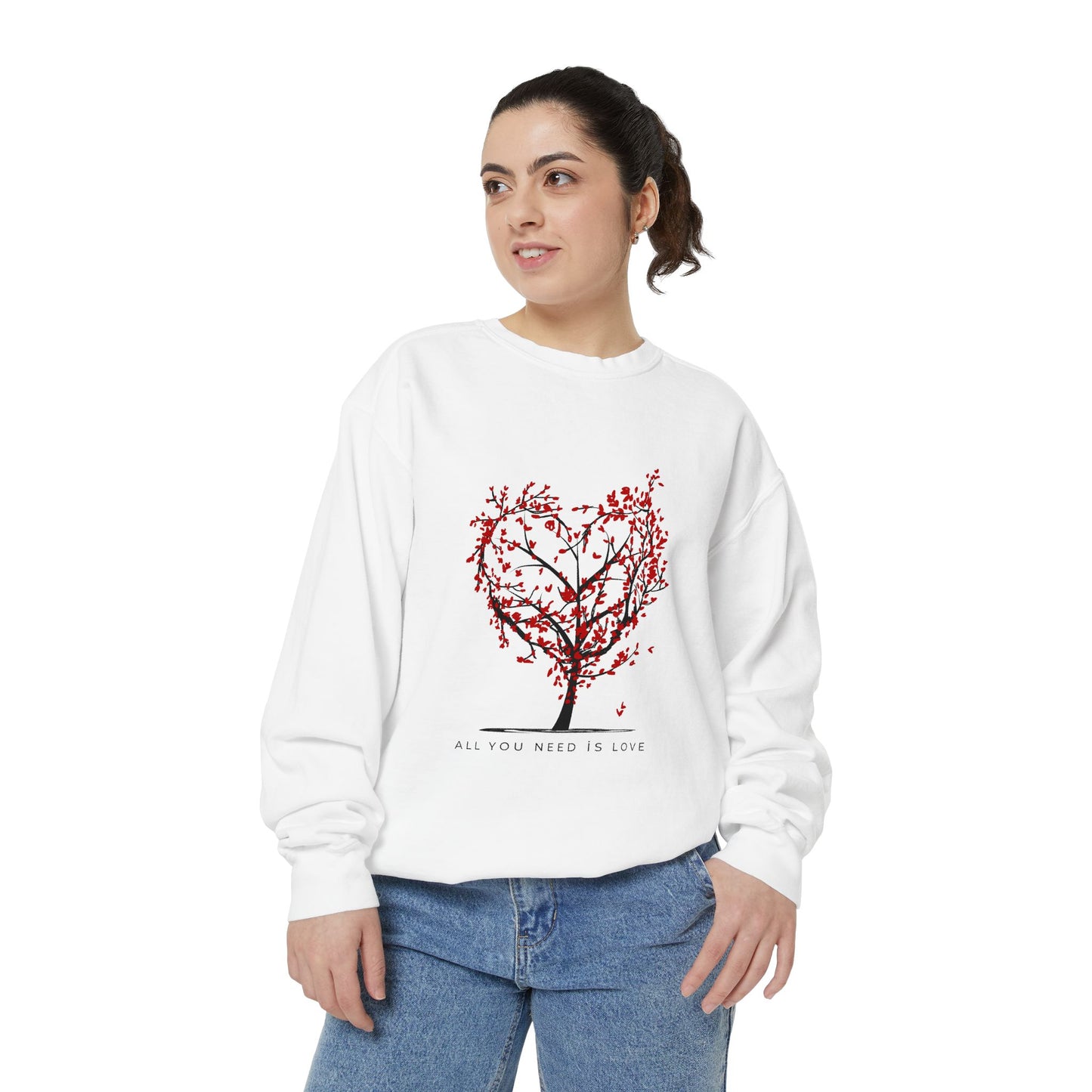 Heartfelt Love Sweatshirt - Unisex Garment-Dyed Sweatshirt for Comfort and Connection