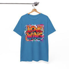 Love Wins Unisex Heavy Cotton Tee - Colorful Graphic Tee for Pride and Self-Expression