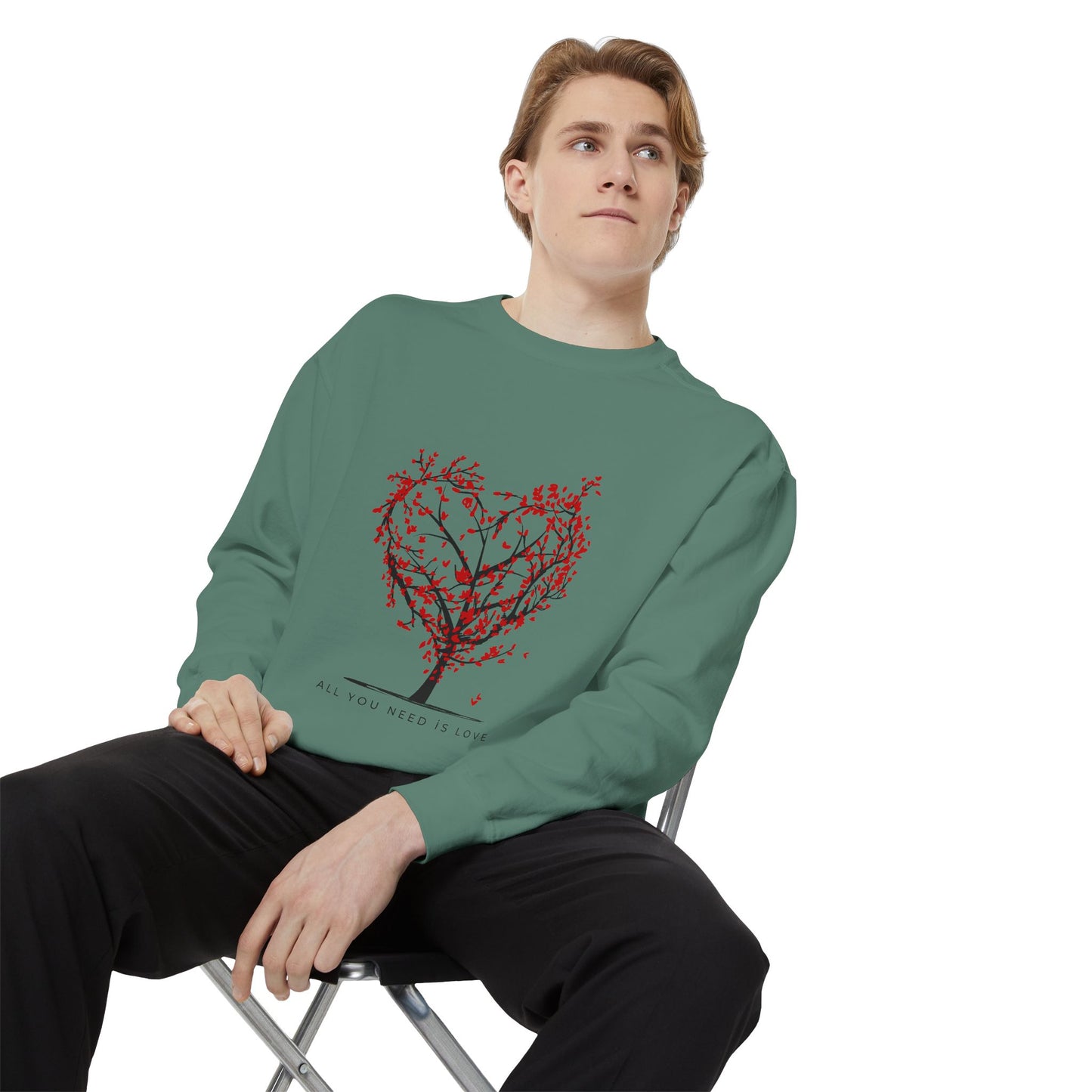 Heartfelt Love Sweatshirt - Unisex Garment-Dyed Sweatshirt for Comfort and Connection