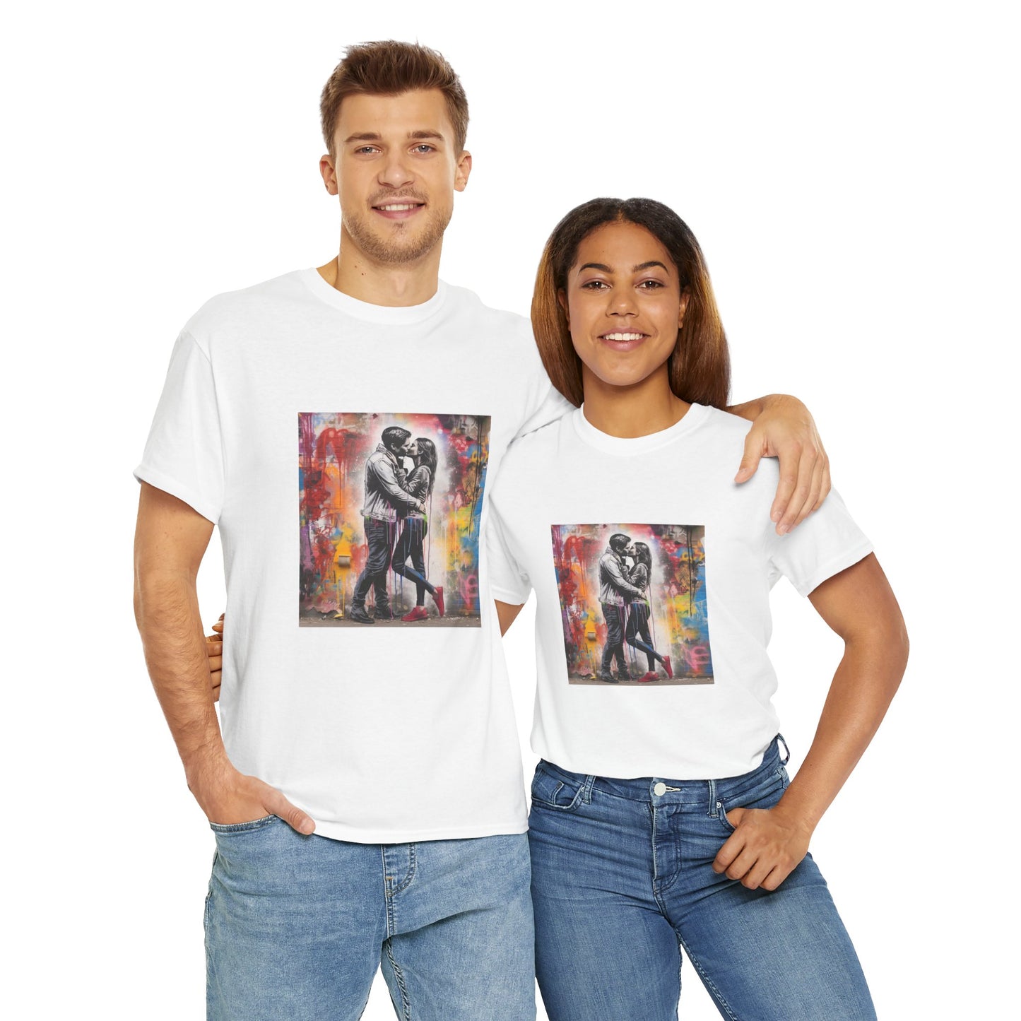 Love in Color Unisex Heavy Cotton Tee - Modern Art Graphic T-Shirt