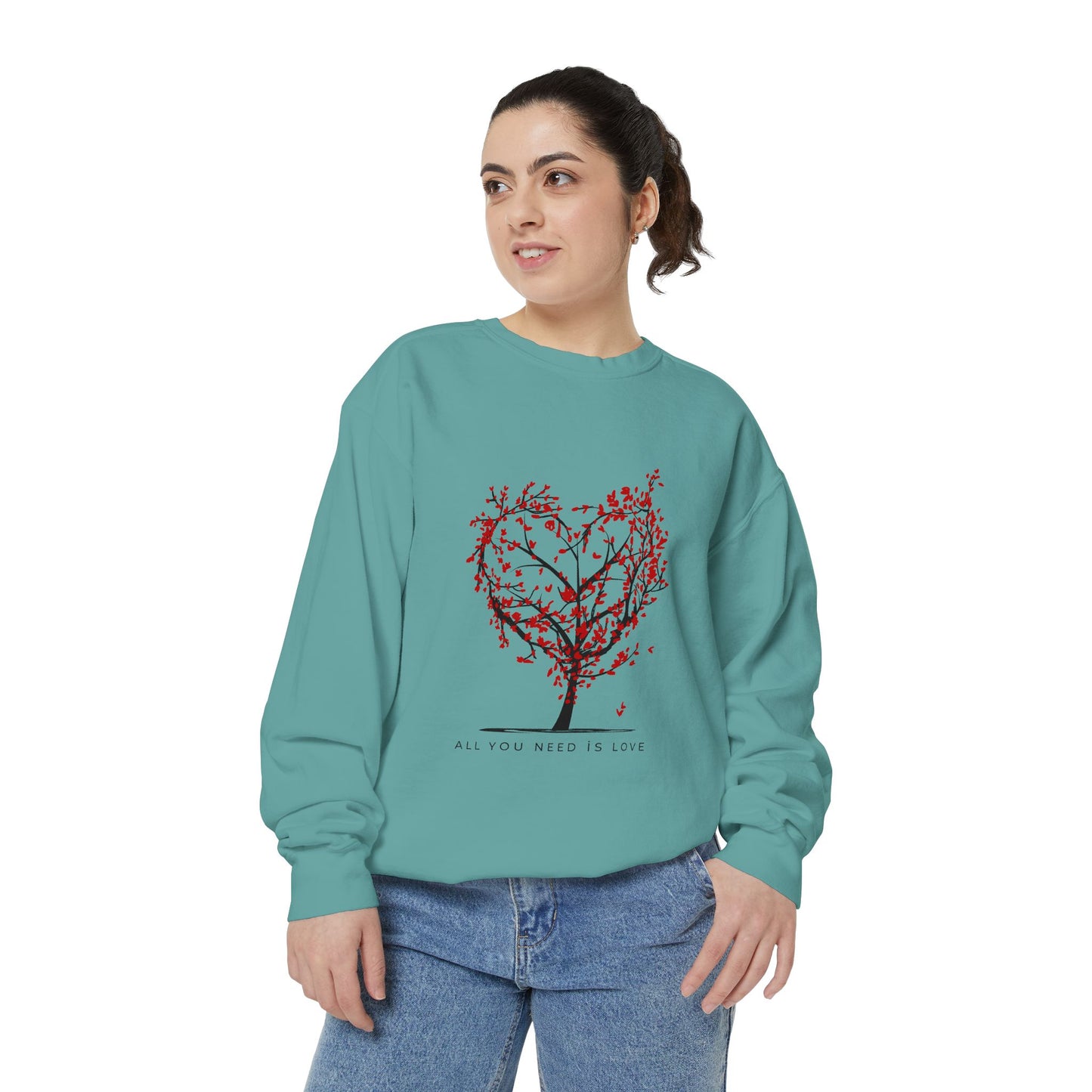 Heartfelt Love Sweatshirt - Unisex Garment-Dyed Sweatshirt for Comfort and Connection