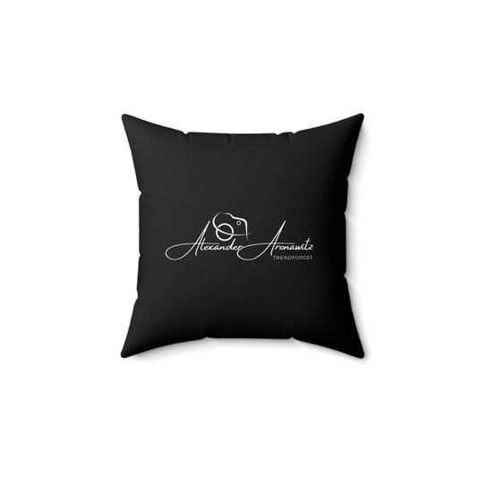 Personalized Black Spun Polyester Pillow - Custom Logo or Name Design