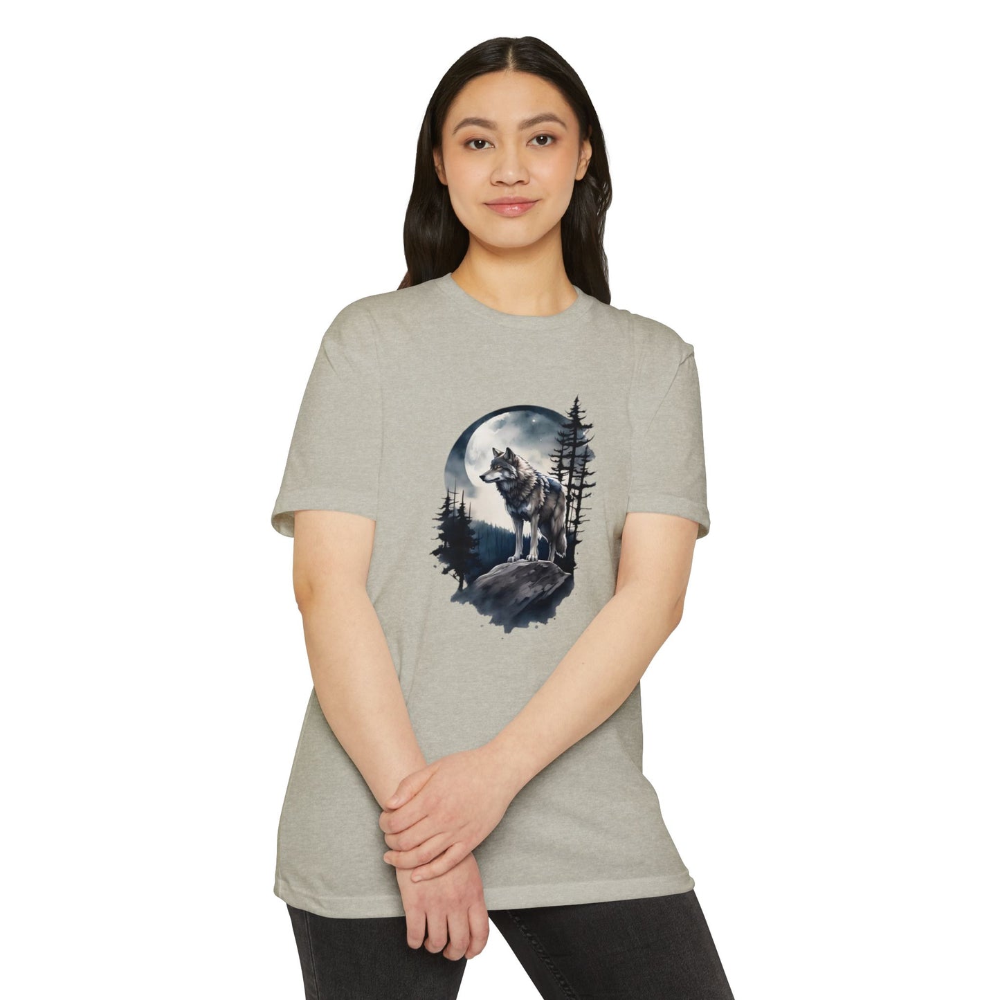 Wolf Howling Moon Unisex T-Shirt - Nature-Inspired Graphic Tee