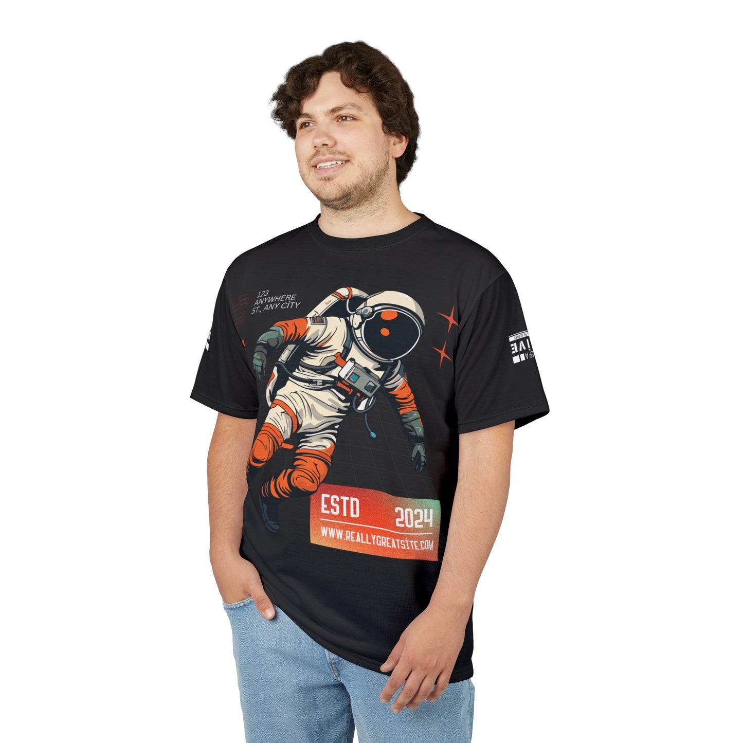 Astronaut Adventure Unisex Cut & Sew Tee - Space Exploration Design, Perfect for Sci-Fi Fans