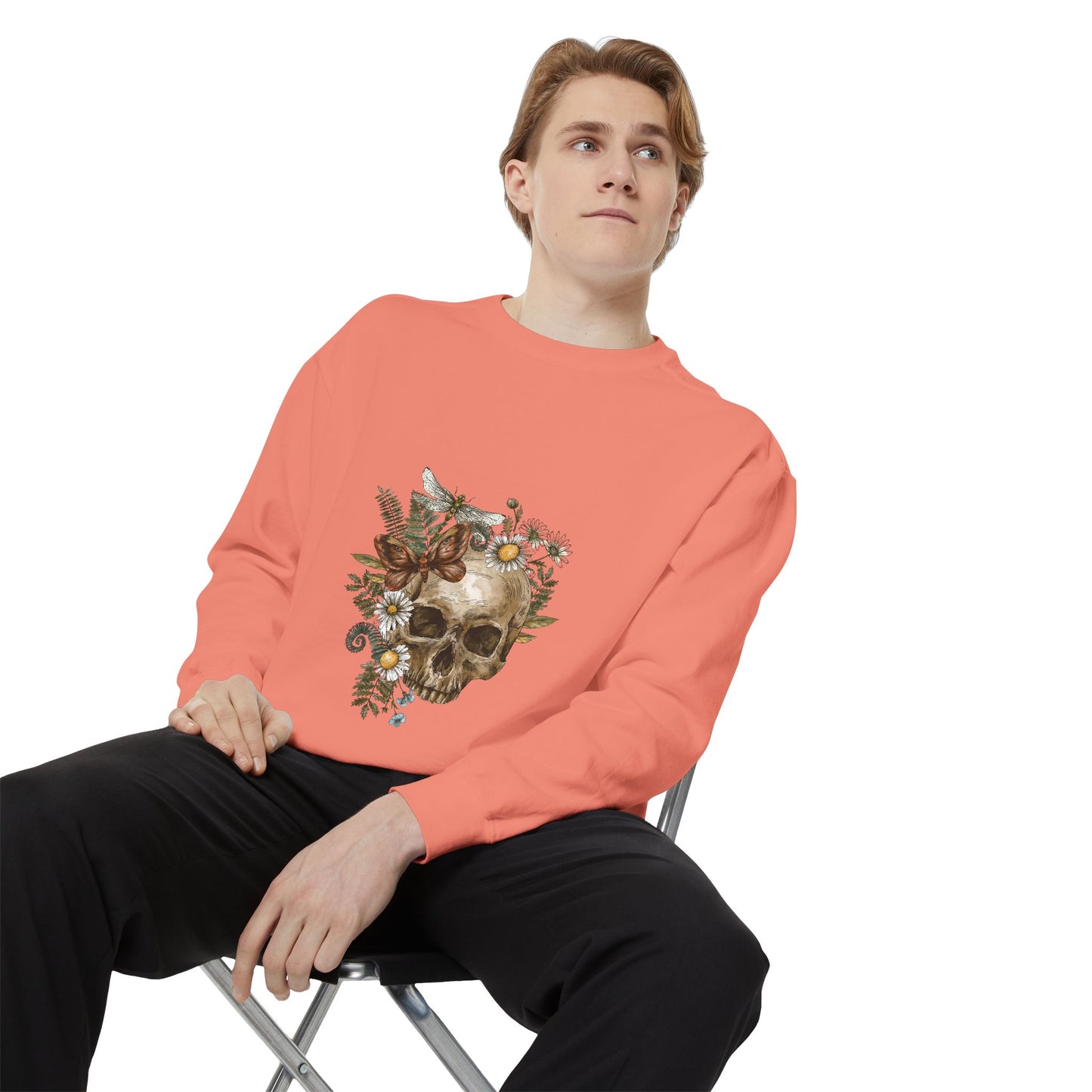 Boho Skull Floral Unisex Sweatshirt - Garden-Inspired Cozy Crew