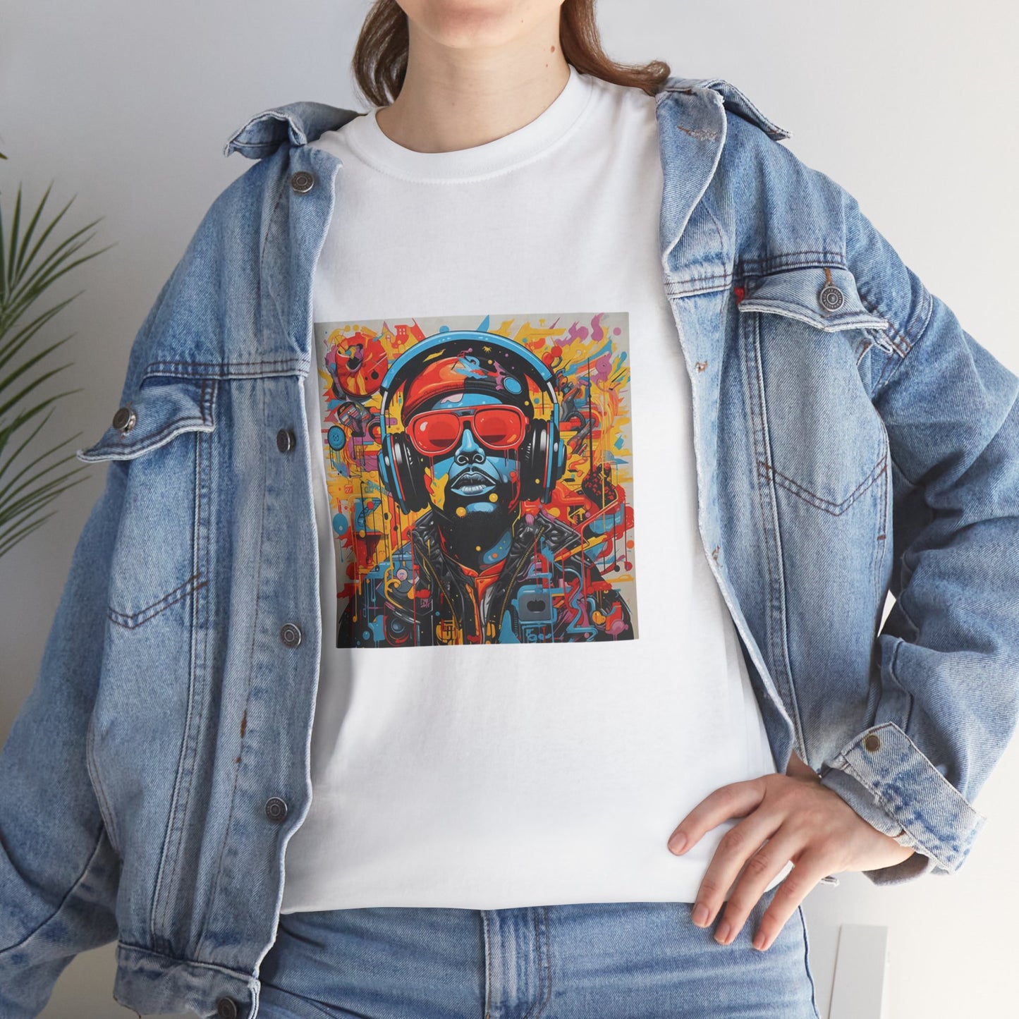 Vibrant Unisex Heavy Cotton Tee - Colorful Music & Travel Art