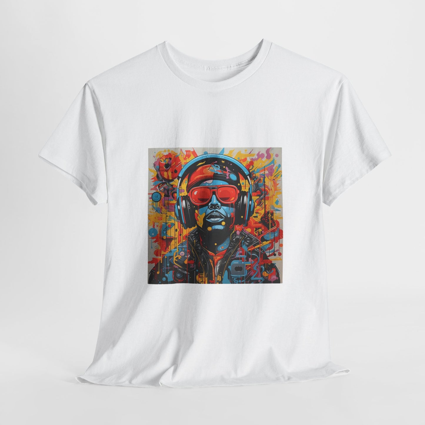 Vibrant Unisex Heavy Cotton Tee - Colorful Music & Travel Art