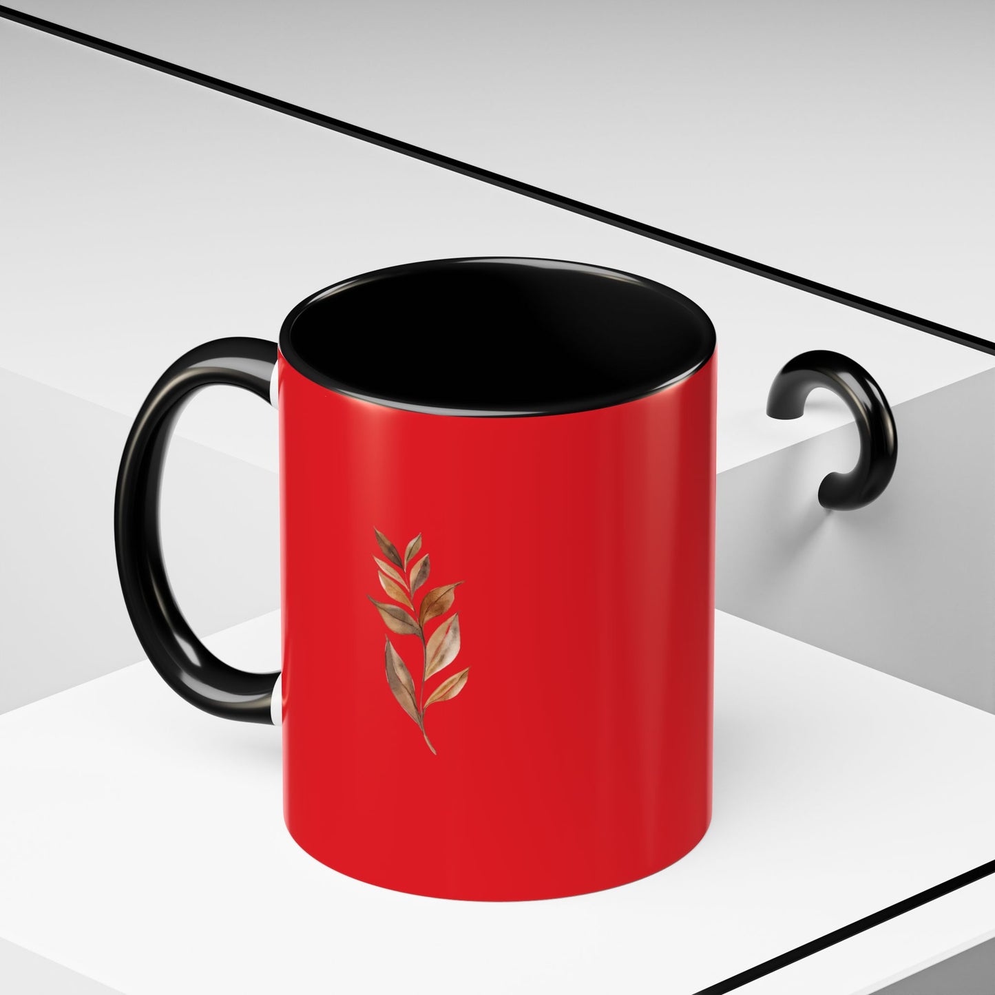 Vibrant Accent Coffee Mug with Leaf Design – Perfect for Home and Office