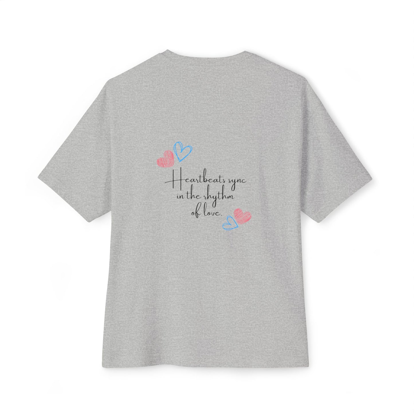 Romantic Unisex Oversized Boxy Tee - "All You Need Is Love" & Heartbeat Design