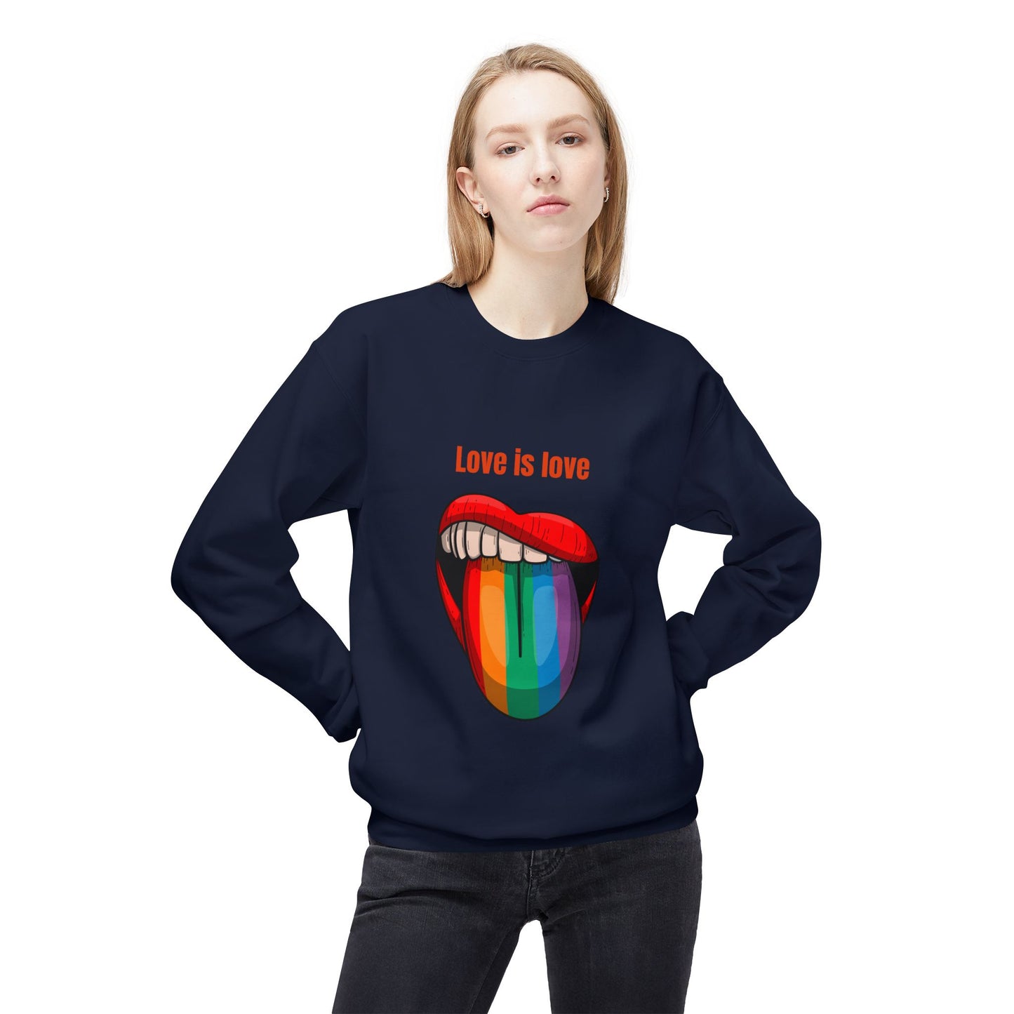 Rainbow Love Is Love Sweatshirt - Unisex Midweight Fleece Crewneck