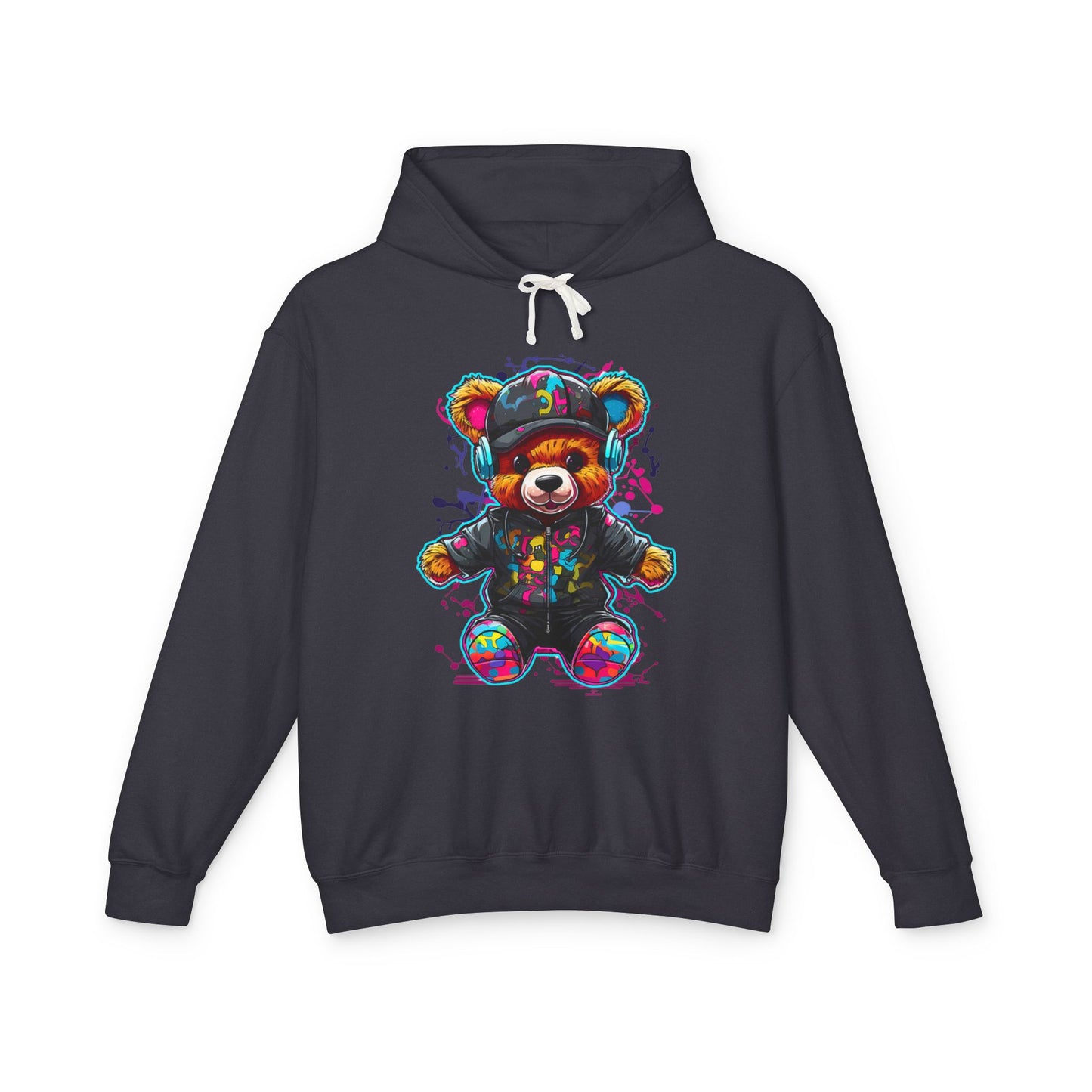 Colorful Bear Graphic Unisex Lightweight Hooded Sweatshirt