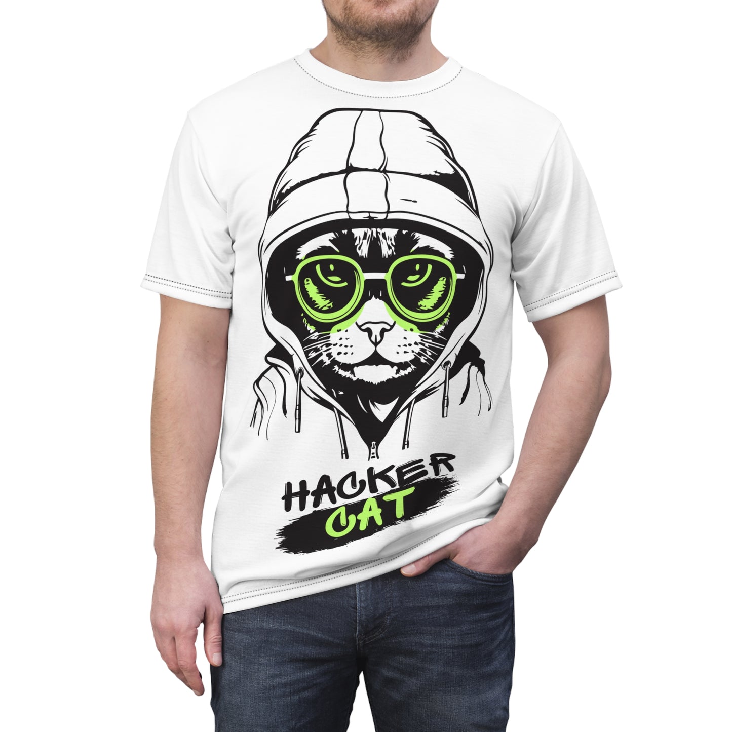 Cool Hacker Cat Unisex Tee - Fun Graphic T-Shirt for Cat Lovers