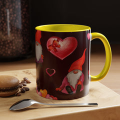Valentine's Gnome Coffee Mug - Cute 11oz & 15oz Accent Mug with Hearts