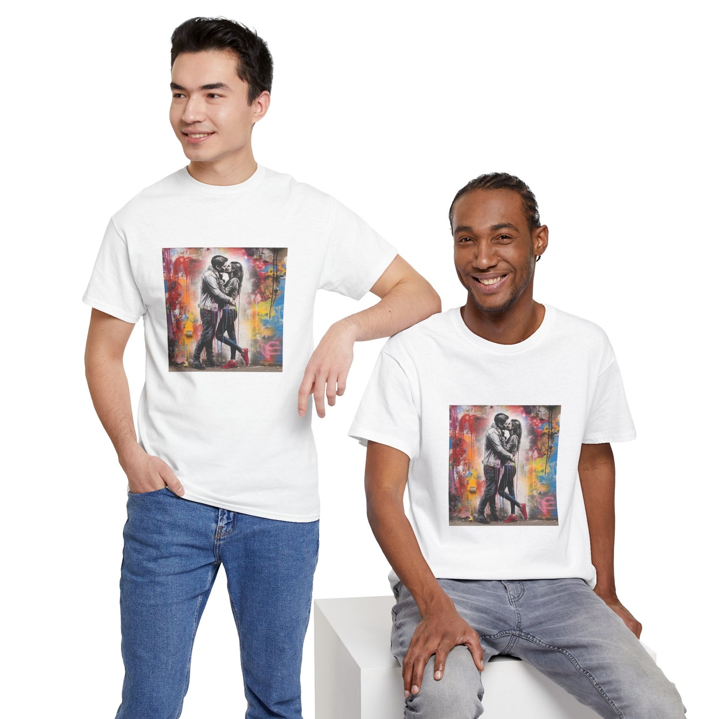 Love in Color Unisex Heavy Cotton Tee - Modern Art Graphic T-Shirt