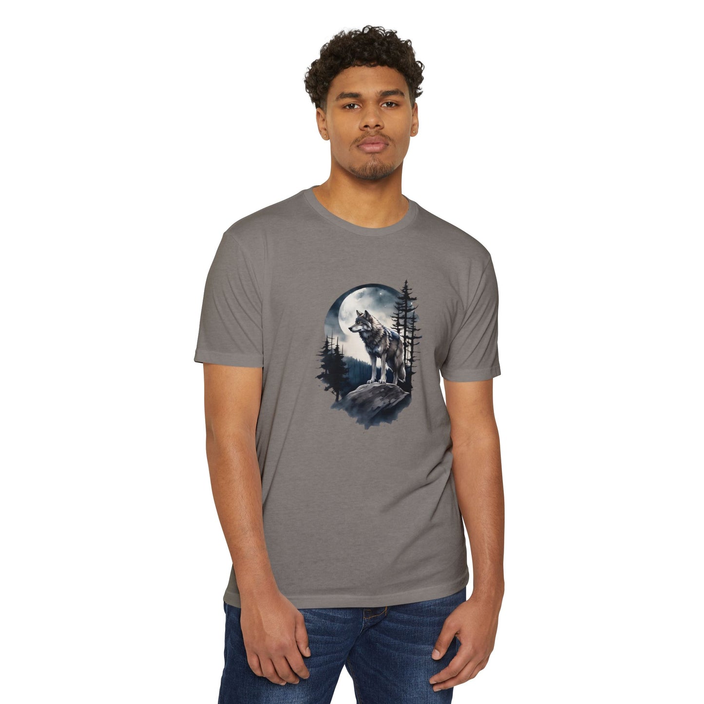 Wolf Howling Moon Unisex T-Shirt - Nature-Inspired Graphic Tee