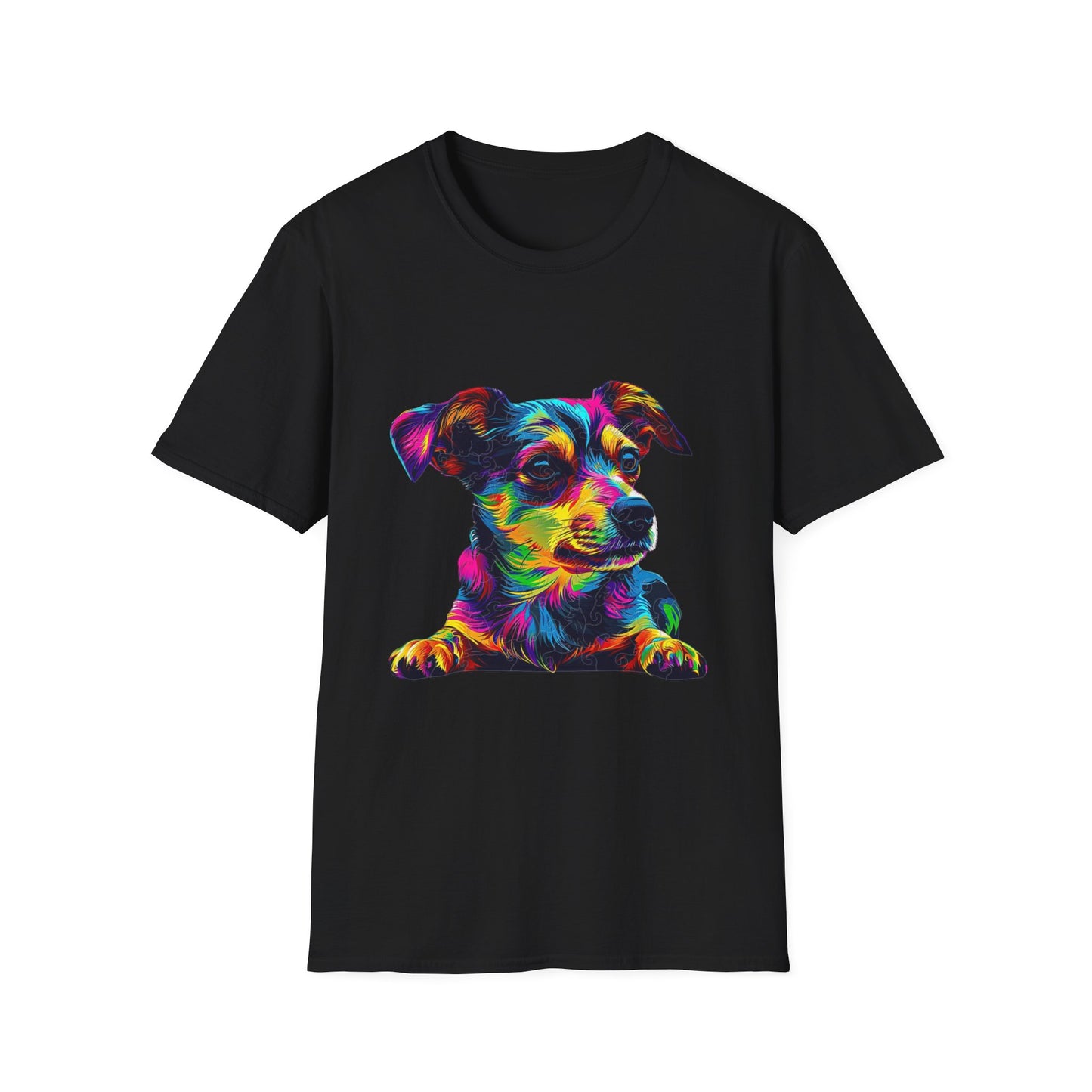 Colorful Dog Art Unisex Softstyle T-Shirt - Perfect Gift for Pet Lovers