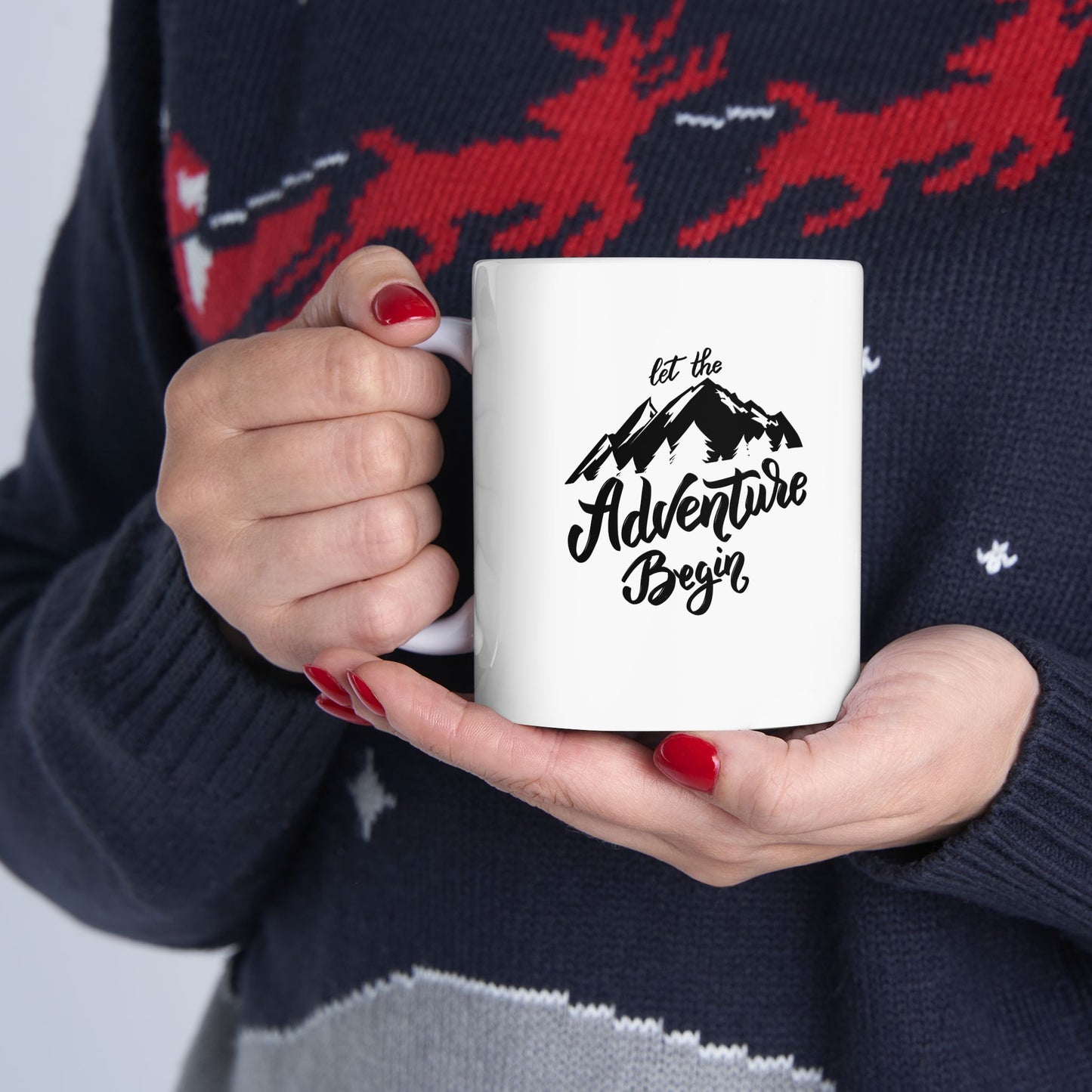 Adventure Awaits Ceramic Mug - Perfect for Coffee Lovers and Outdoor Enthusiasts