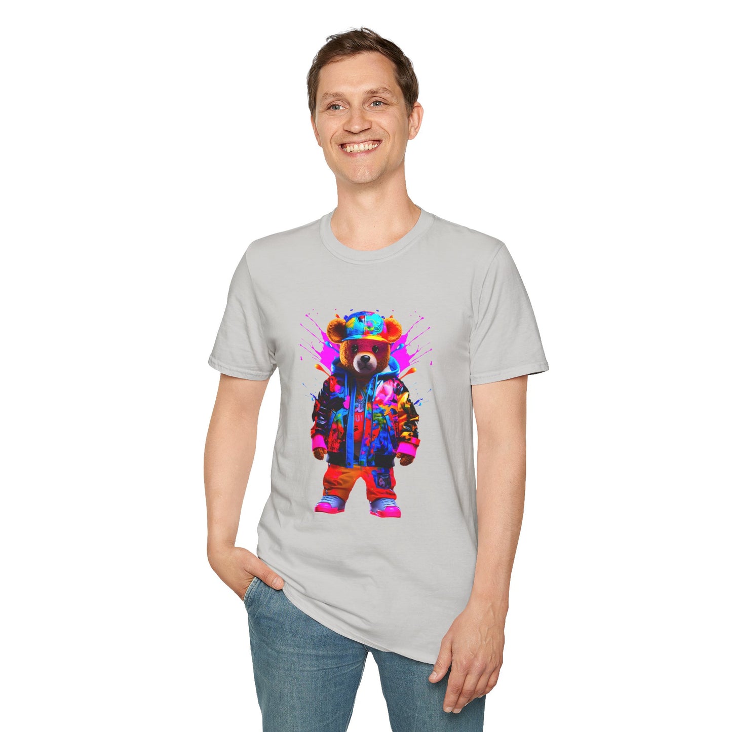 Vibrant Bear Graphic Unisex Softstyle T-Shirt - Perfect for Casual Wear and Gifts