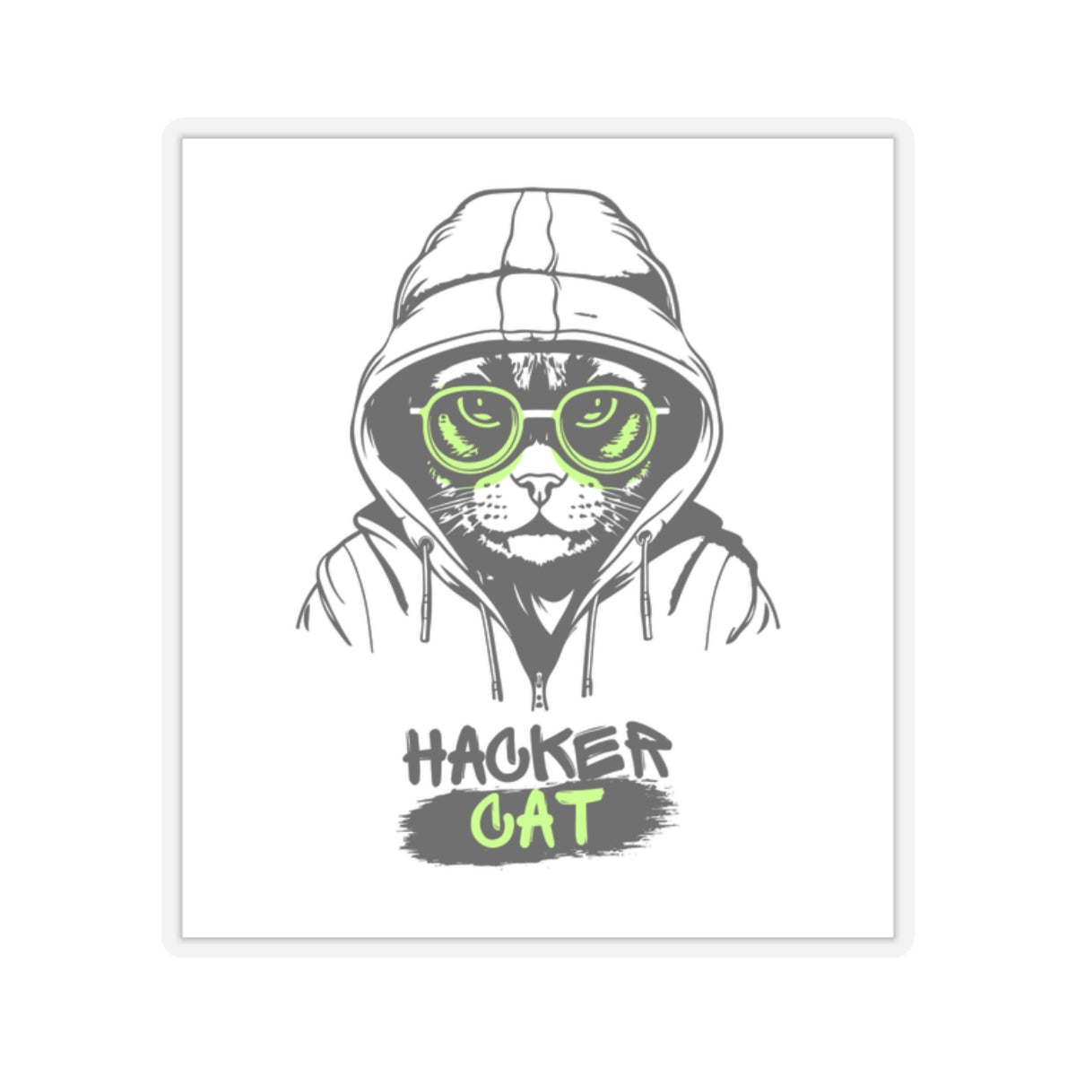 Hacker Cat Kiss-Cut Stickers | Cool Cat Art for Tech Lovers