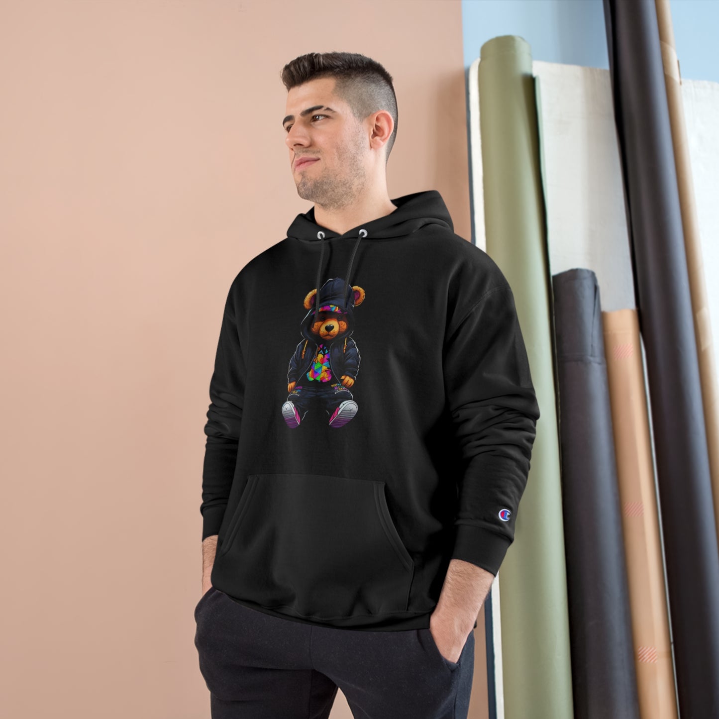 Cute Teddy Bear Champion Hoodie - Cozy Streetwear for Kids and Teens