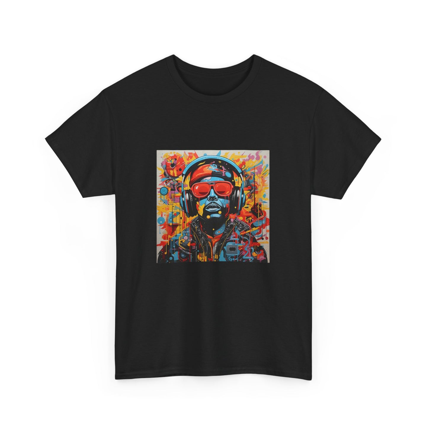 Vibrant Unisex Heavy Cotton Tee - Colorful Music & Travel Art