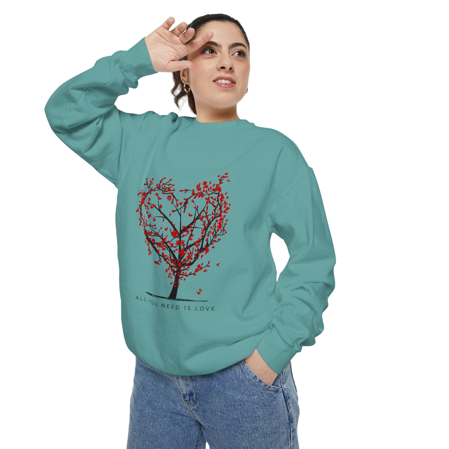 Heartfelt Love Sweatshirt - Unisex Garment-Dyed Sweatshirt for Comfort and Connection