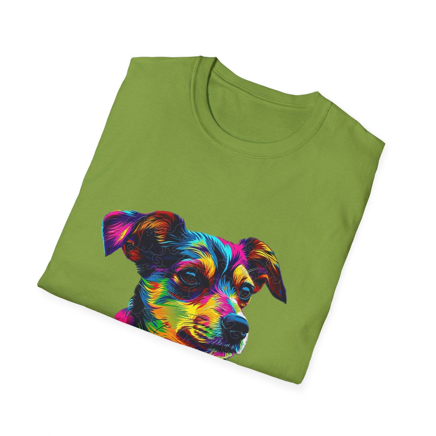 Colorful Dog Art Unisex Softstyle T-Shirt - Perfect Gift for Pet Lovers