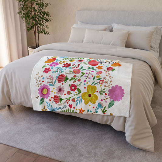 Vibrant Floral Soft Polyester Blanket - Cozy Home Decor for Spring and Summer