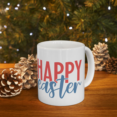 Happy Easter Bunny Ceramic Mug – Cute 11oz & 15oz Coffee Cup for Spring Celebrations