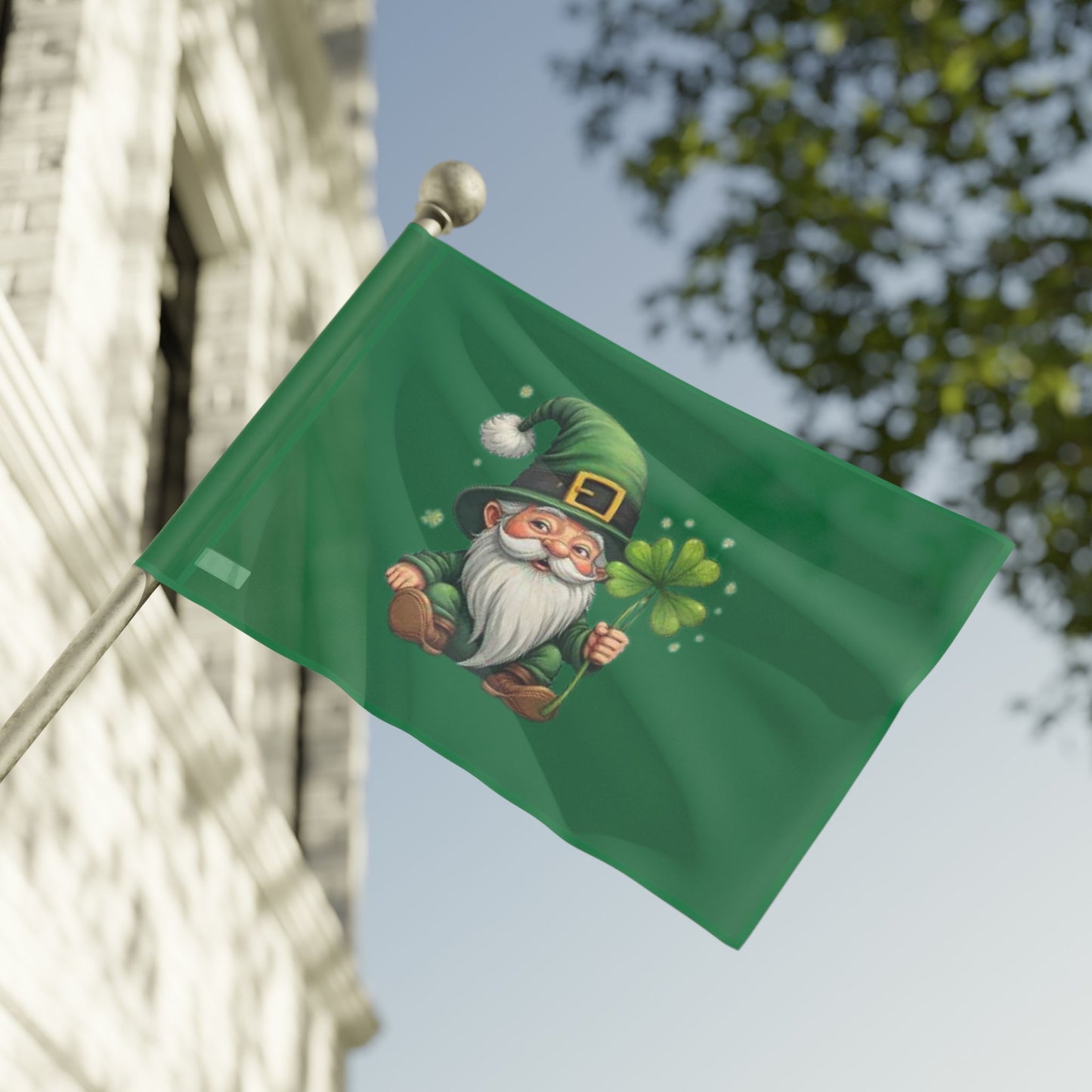 St. Patrick's Day Gnome Flag - Lucky Clover Decor