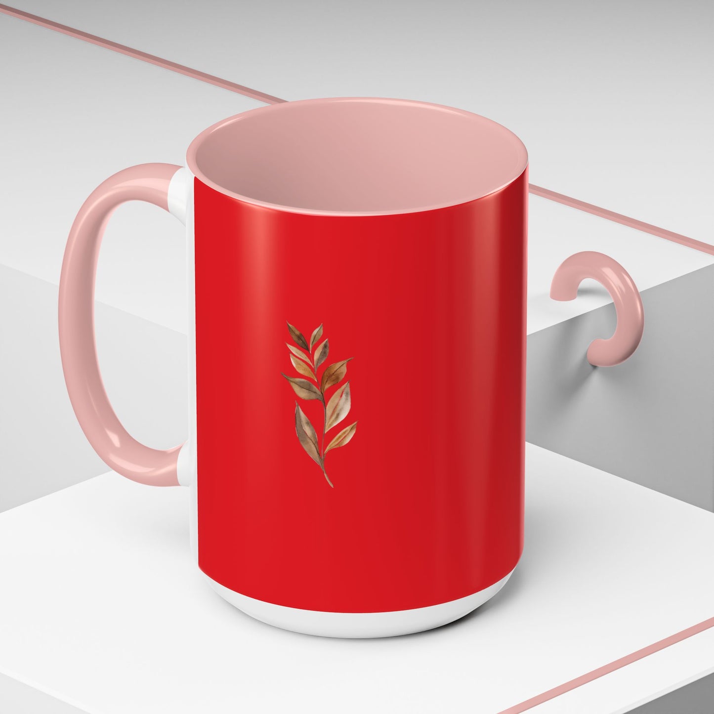 Vibrant Accent Coffee Mug with Leaf Design – Perfect for Home and Office